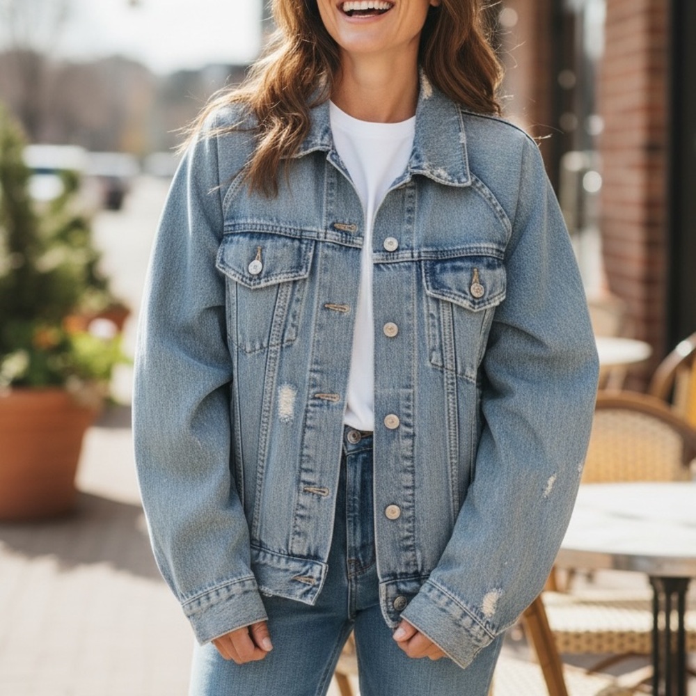 EUC Moussy Distressed Blue Jean Jacket
